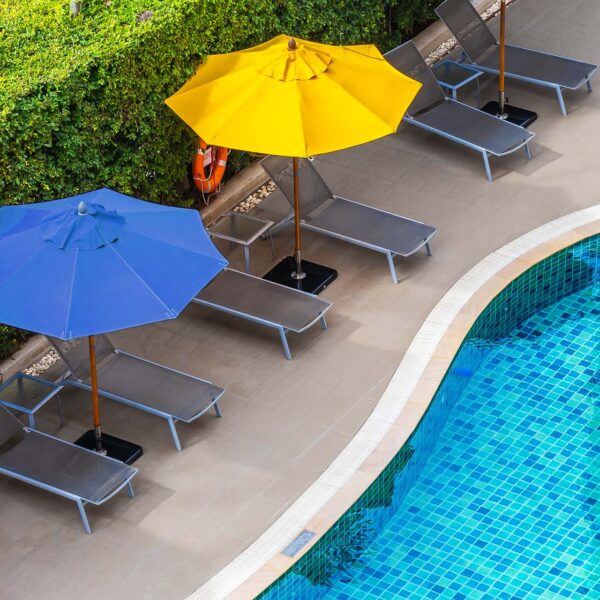 Beautiful outdoor swimming pool in hotel